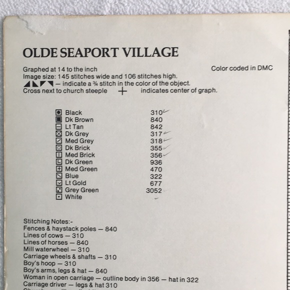 1981 “Olde Seaport Village: A New England Primitive” Cross Stitch Leaflet 🪡 - Picture 7 of 9
